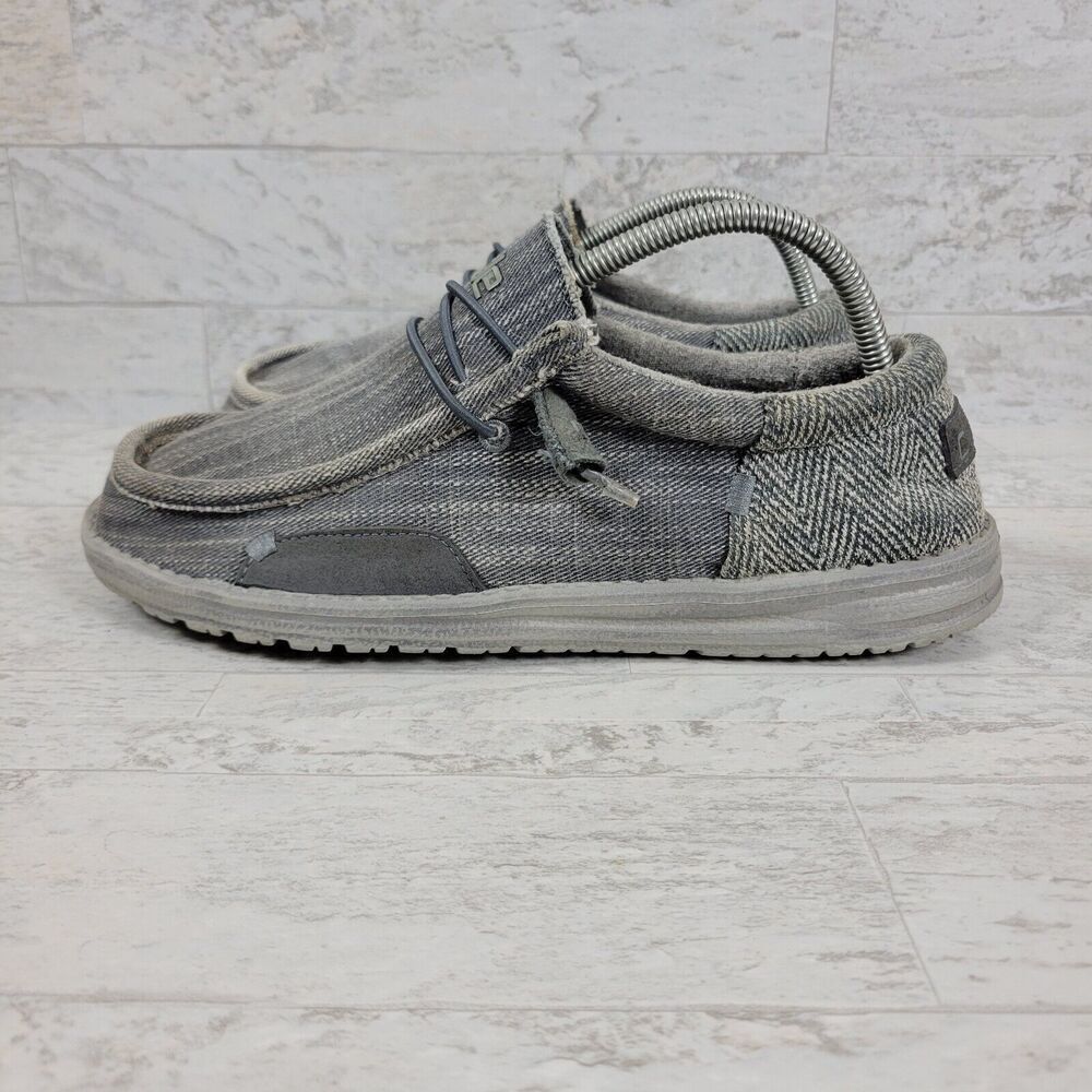 Hey Dude Wally Men's 8 Gray Lightweight Comfortable Slip On Casual Shoes